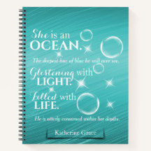 Cute Aquamarine Teal Ocean Themed Poetry