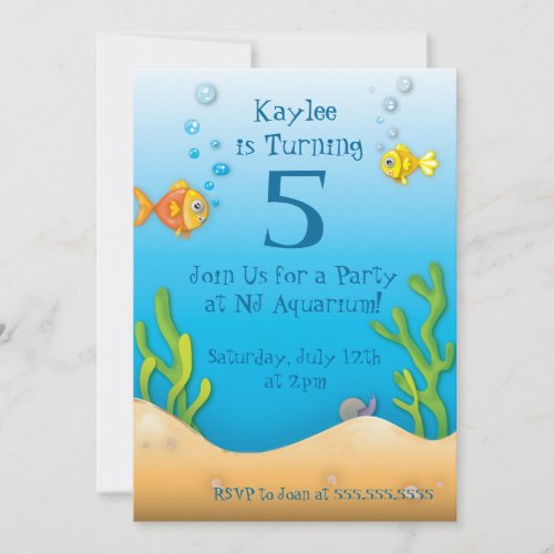 cute aquarium fishy birthday party personalized announcements