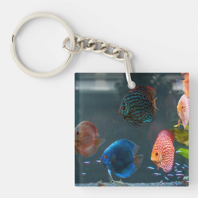 Cute Aquarium Themed Fish Tank Keychain (Front)