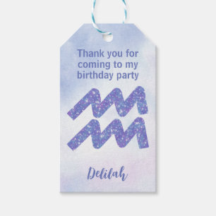 Cute Aquarius Astrology Sign Custom Birthday Gift Tags