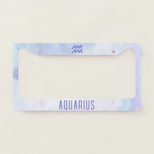 Cute Aquarius Astrology Sign Purple License Plate Frame