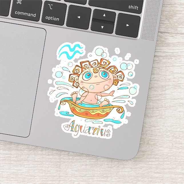 Cute Aquarius Kids Bubbles Sticker (Detail)