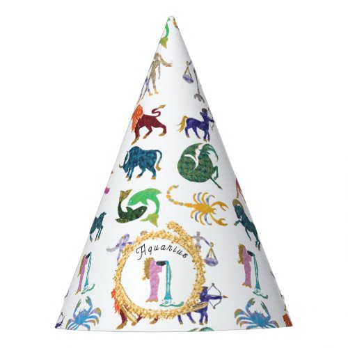 Cute Aquarius Zodiac Birthday Party Hat