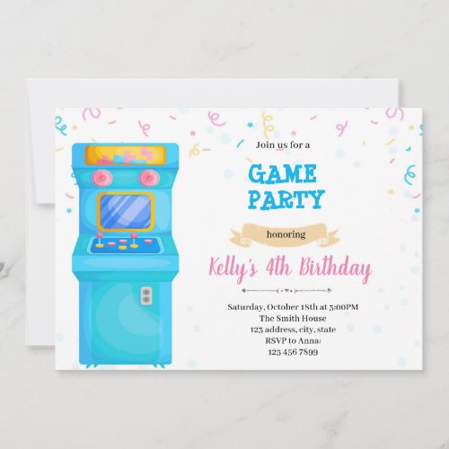 Cute arcade party Invitation