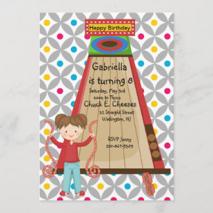 Cute Arcade Skee Ball Girls Birthday Invitation