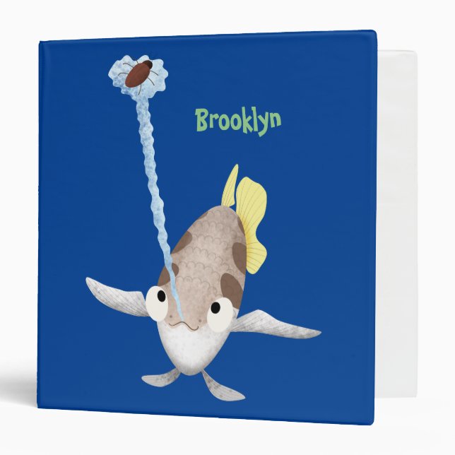 Cute Archerfish cartoon illustration  3 Ring Binder (Front/Inside)
