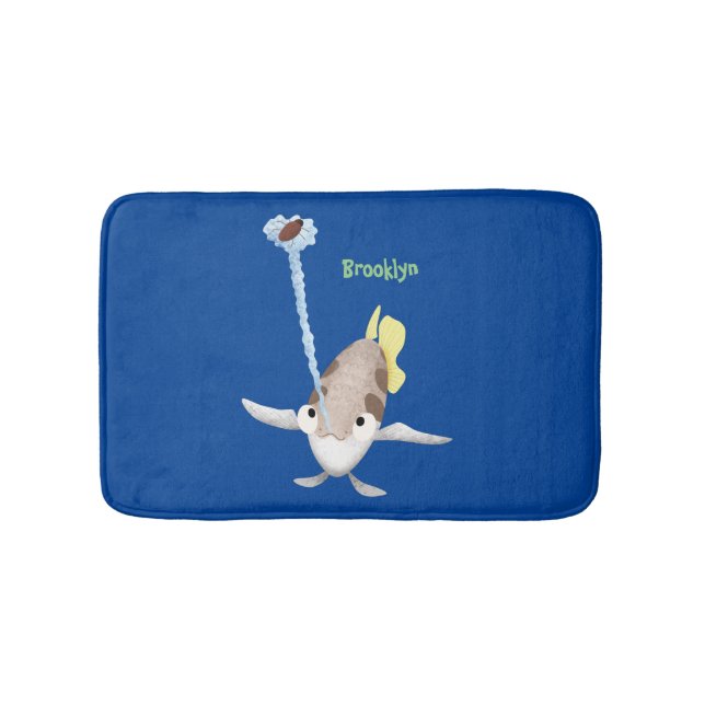 Cute Archerfish cartoon illustration Bath Mat (Front)