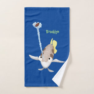 Cute Archerfish cartoon illustration Bath Towel Set