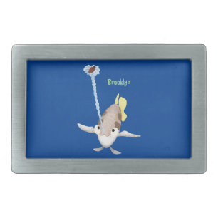 Cute Archerfish cartoon illustration Belt Buckle