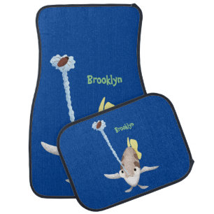Cute Archerfish cartoon illustration  Car Floor Mat