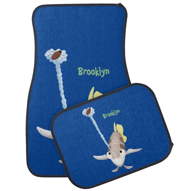 Cute Archerfish cartoon illustration  Car Floor Mat (Set)