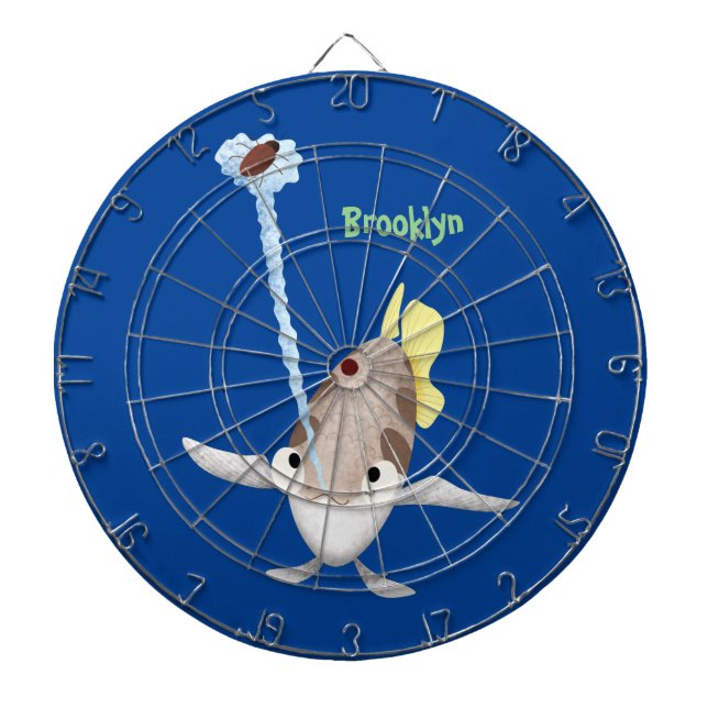 Cute Archerfish cartoon illustration Dart Board (Front)