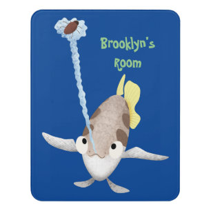 Cute Archerfish cartoon illustration Door Sign