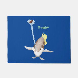 Cute Archerfish cartoon illustration Doormat