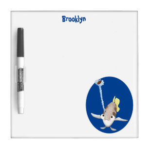 Cute Archerfish cartoon illustration Dry Erase Board