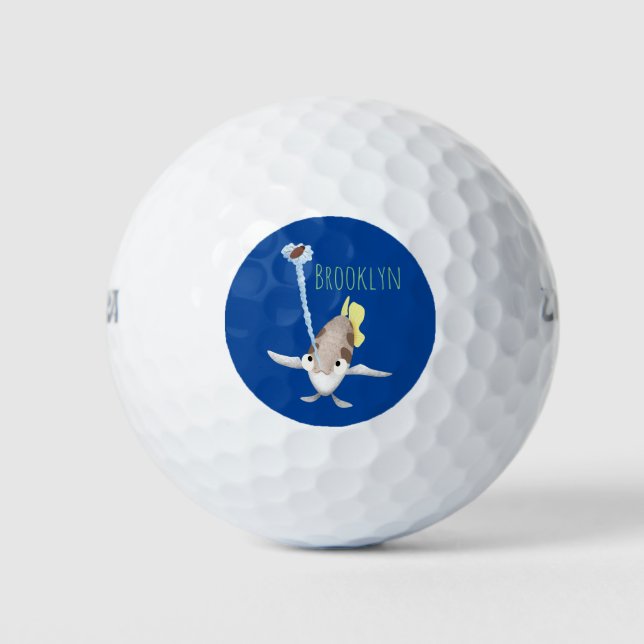 Cute Archerfish cartoon illustration Golf Balls (Front)