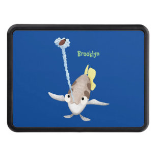 Cute Archerfish cartoon illustration Hitch Cover