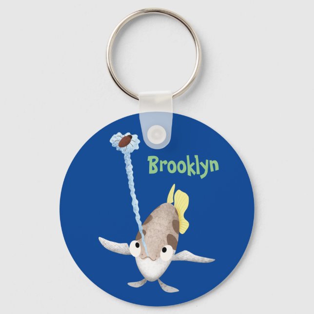 Cute Archerfish cartoon illustration Keychain (Front)