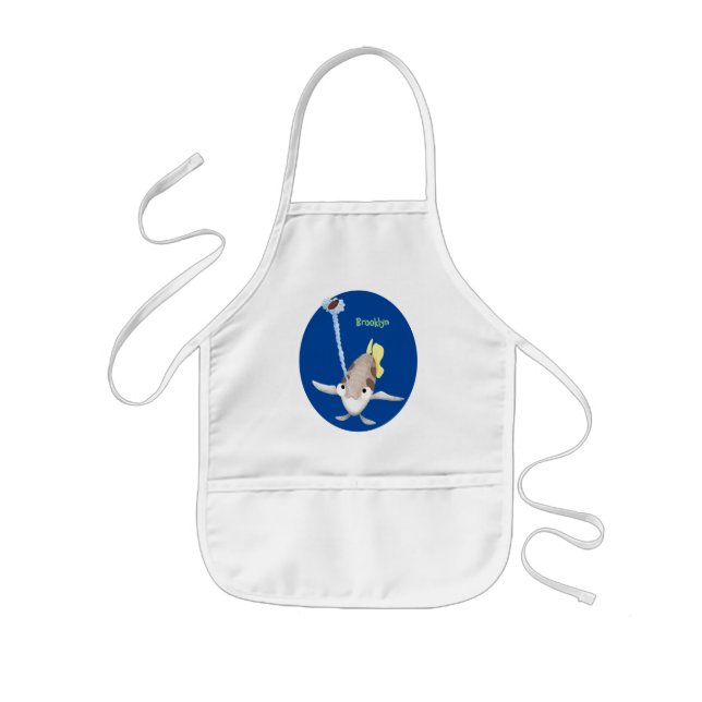 Cute Archerfish cartoon illustration Kids' Apron (Front)