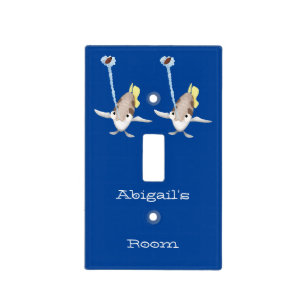 Cute Archerfish cartoon illustration Light Switch Cover