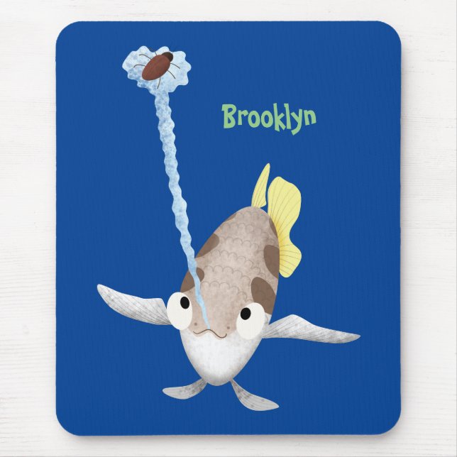 Cute Archerfish cartoon illustration Mouse Pad (Front)