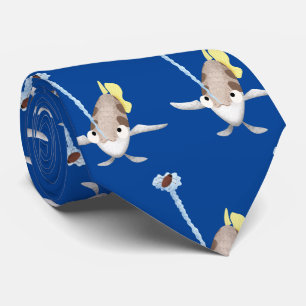 Cute Archerfish cartoon illustration Neck Tie