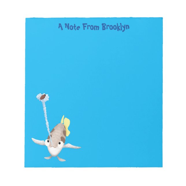 Cute Archerfish cartoon illustration Notepad (Front)