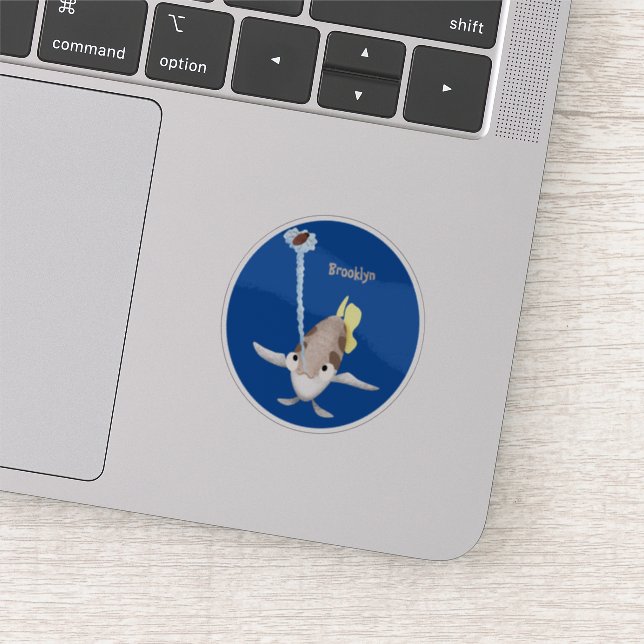 Cute Archerfish cartoon illustration Sticker (Detail)