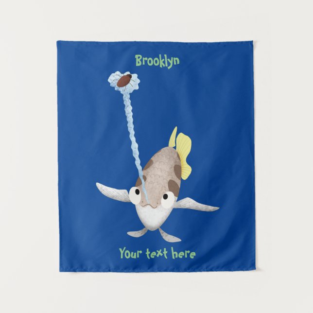 Cute Archerfish cartoon illustration Tapestry (Front)