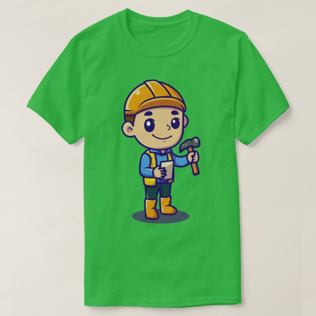 Cute Architect Holding Hammer T-Shirt (Design Front)