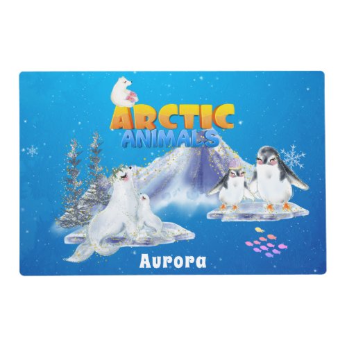 Cute Arctic Animals Custom Name    Placemat