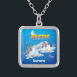 Cute Arctic Animals Custom Name          Silver Plated Necklace<br><div class="desc">This winter fun design features a polar bear, penguins, and seals decorated with faux gold speckles which will definitely delight your kids and make them smile. The word "Arctic Animal" is written with 3D effects. Perfect to add a touch of cheerfulness to the nursery, keepsake, or as a gift. Easy...</div>