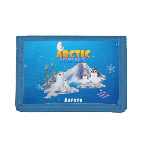 Cute Arctic Animals Custom Name      Trifold Wallet