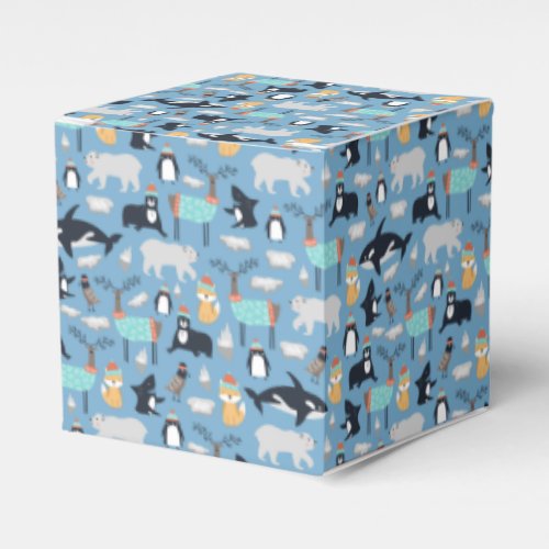 Cute Arctic Animals Seamless Pattern Favor Boxes