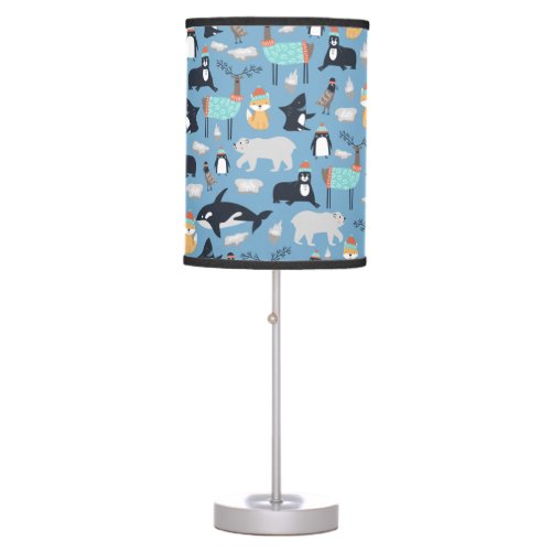 Cute Arctic Animals Seamless Pattern Table Lamp