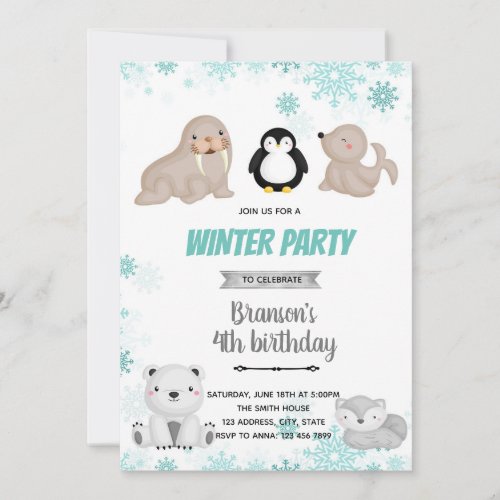 Cute arctic birthday invitation