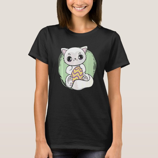Cute Arctic Fox And Egg Hunt For Easter Day T-Shirt (Front)