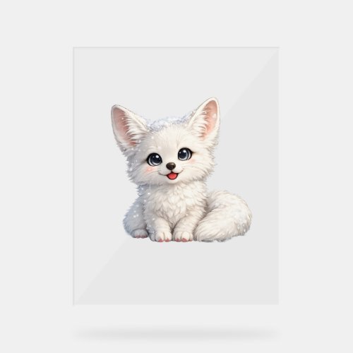 Cute Arctic Fox Cozy Positive Vibes Design Acrylic Sign