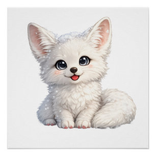 Cute Arctic Fox Cozy Positive Vibes Design Poster