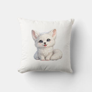 Cute Arctic Fox Cozy Positive Vibes Design Throw Pillow