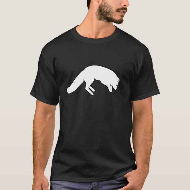 Cute Arctic Fox  For Men Women Pouncing Arctic Fox T-Shirt (Front)