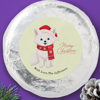 Cute Arctic Fox in Santa Hat & Winter Scarf Dipped Oreo Cookie Favors
