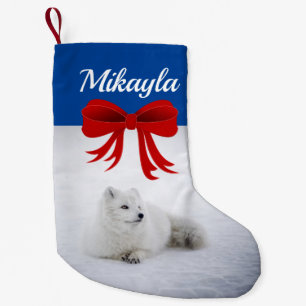 Cute Arctic Fox in the Snow Small Christmas Stocking