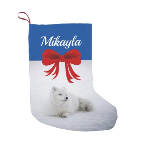 Cute Arctic Fox in the Snow  Small Christmas Stocking