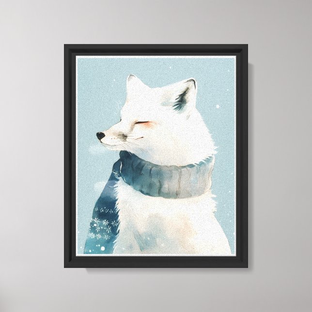 Cute Arctic Fox Nursery Wall Art Watercolor Canvas (Front)