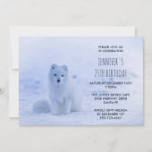 Cute Arctic Fox on Snow Birthday Party Invitation (Front)