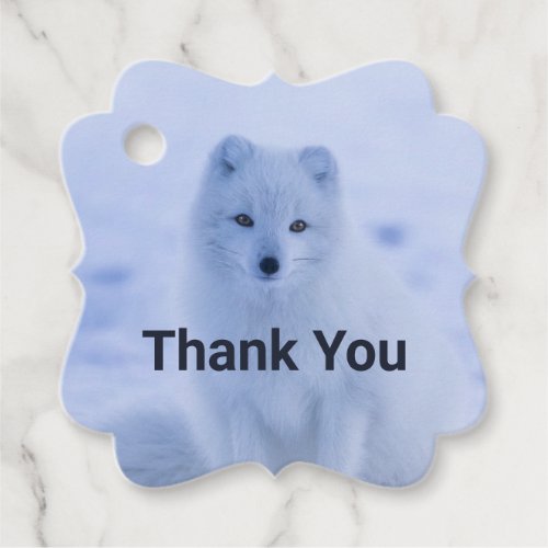 Cute Arctic Fox on Snow Thank You Favor Tags