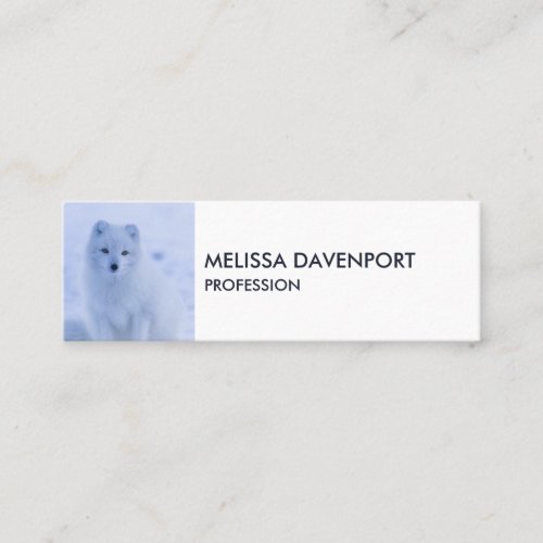 Cute Arctic Fox on Snowy Winter Background Mini Business Card