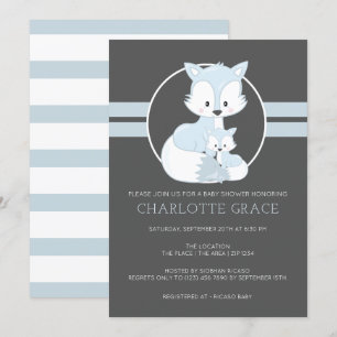 Cute Arctic Fox Personalized Baby Shower Invitation