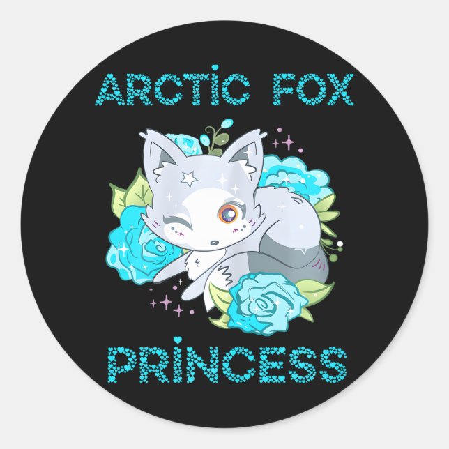 Cute Arctic Fox Princess Winked Eye Fox Classic Round Sticker (Front)